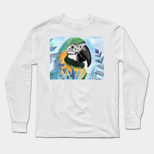 Parrot with tropical leaves2 Long Sleeve T-Shirt